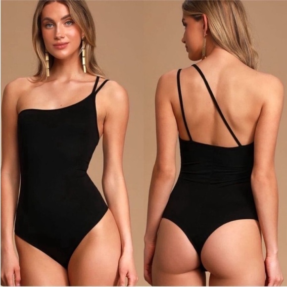 NWT Lulus Show Your Attitude One Shoulder Bodysuit, Black - Size‎ XL - Picture 2 of 7